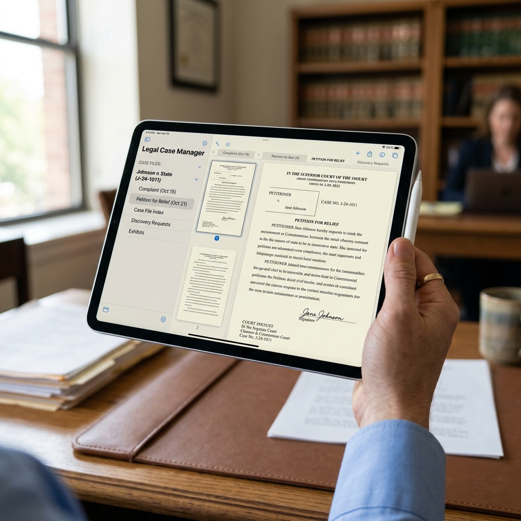 Legal documents ready on a tablet